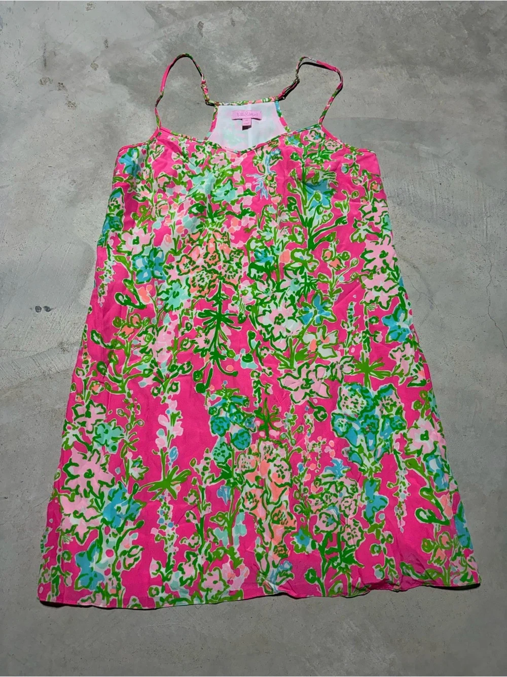 Lilly Pulitzer dusk silk Bright Pink Floral Slip Dress XS - Picture 1 of 7